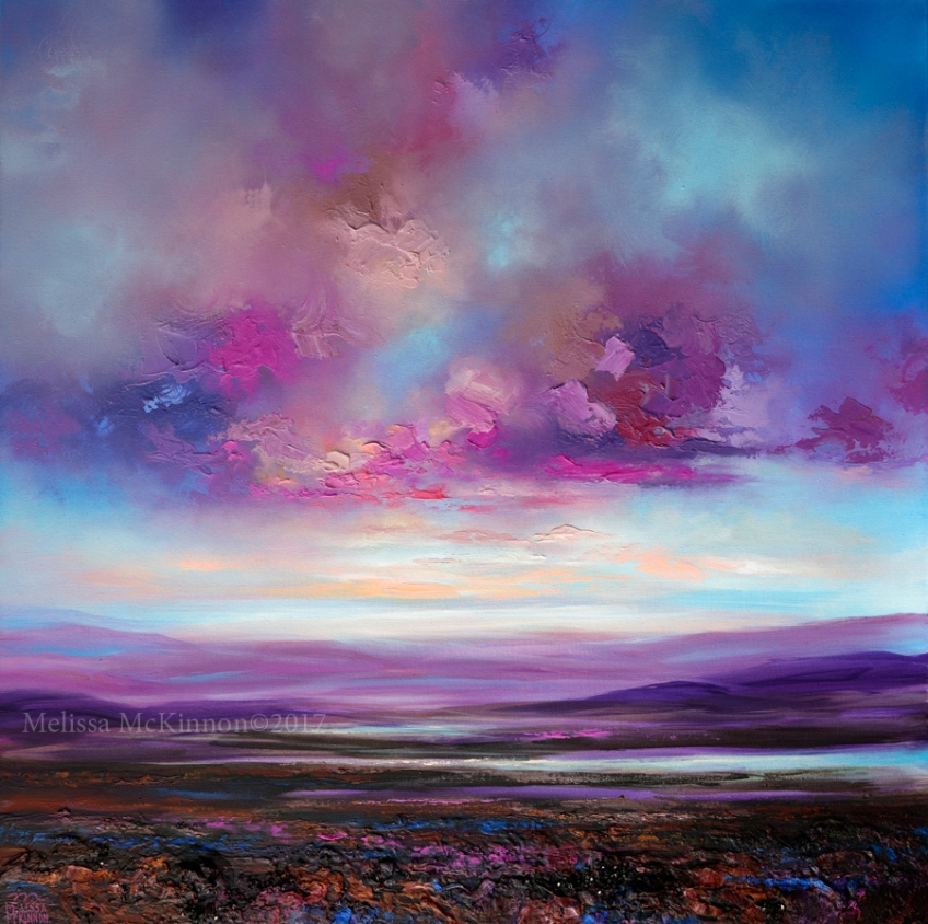 Beautiful Ocean Beach And Sunset Sky With Clouds Landscape Painting Art By Contemporary Artist Painter Melissa Mckinnon Blushing Sky Melissa Mckinnon Artist