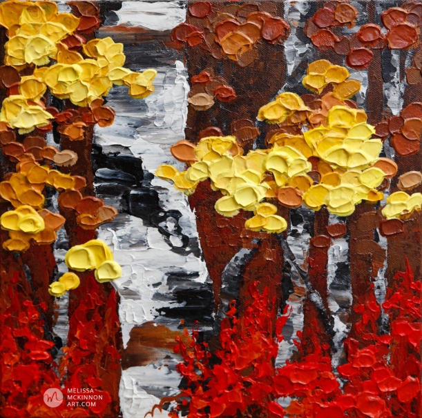 Art painting of aspen trees and birch trees in autumn by contemporary abstract landscape artist painter Melissa McKinnon; tree paintings; tree art; paintings of trees; treescape;  tree of life painting; tree paintings on canvas; birch tree art; birch tree paintings; birch tree canvas; paintings of birch trees; aspen tree art; aspen tree paintings; fall painting; autumn painting; autumn art; fall art; landscape painting; landscape art; landscape artists; abstract landscape painting; abstract landscape; contemporary art; modern art paintings; scenery paintings; paintings of nature; nature paintings; nature art; landscape oil paintings; landscape acrylic paintings; original art; original paintings; oil paintings; acrylic paintings; paintings gallery; canvas painting; beautiful landscape paintings; western art;  western paintings; modern artist paintings; art gallery; Contemporary Artist;  contemporary painting;  original art; original paintings; oil paintings; oil paintings for sale; acrylic paintings;  paintings with texture; impasto painting;  Canadian artist; Canadian art; Canadian paintings; American artist; American artist; American paintings;  large paintings; big paintings; large canvas paintings; large wall paintings; contemporary landscape painting; Contemporary painting; colourful painting; paintings for sale; canvas wall art; wall art canvas; canvas art; wall art decor; bedroom wall decor; bathroom wall decor; living room wall decor; kitchen wall decor; interiors; interior decorating; interior design; interior designer; home decor ideas; interior design ideas; living room ideas; home interior design; house decoration; Melissa McKinnon art; Melissa McKinnon paintings; Melissa McKinnon art.
